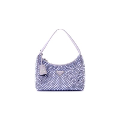 PRADA LAVENDER SATIN MINI BAG WITH CRYSTALS 1NE515 (22*17*6cm)  PRADA LAVENDER SATIN MINI BAG WITH CRYSTALS 1NE515 (22*17*6cm)